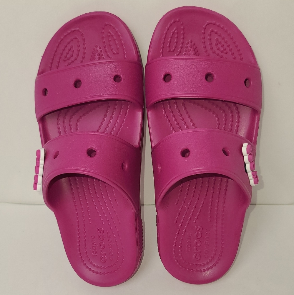 Crocs Classic Strap Sandals with Charms Raspberry - Picture 3 of 5